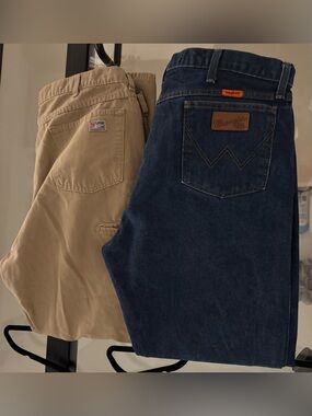 Men's Wrangler Flame Res. & Tan  Cargo Work Pants - Classic Straight Fit 40 x 32